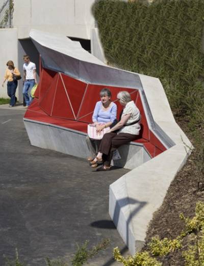 Flock foam inserts used in outdoor concrete seating