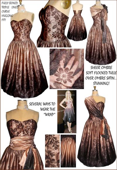 Flock applied to evening wear: dresses and wraps