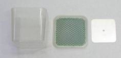 Medium square pot complete with connector, charging plate and coarse mesh for flocking equipment