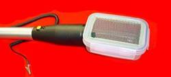 Right angle applicator head complete with adaptor disk, charging plate and course mesh for flocking equipment