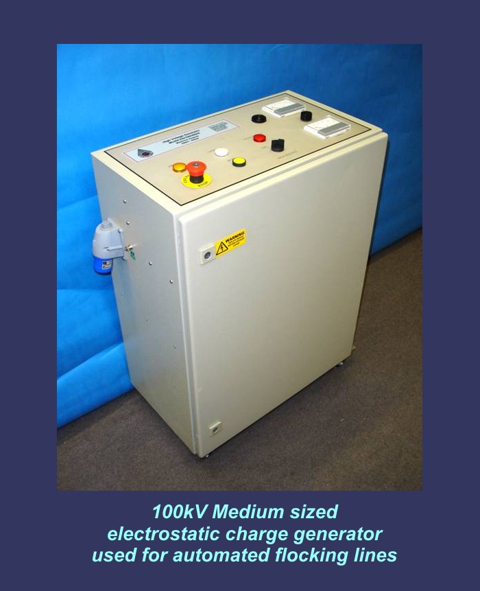 Electrostatic 100kV high voltage generator for flocking applications